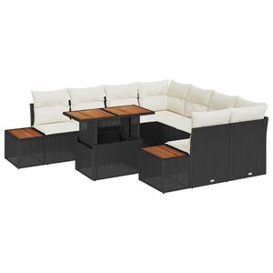 vidaXL Ensemble de canap&eacute; de jardin 9 pc Noir Poly rotin