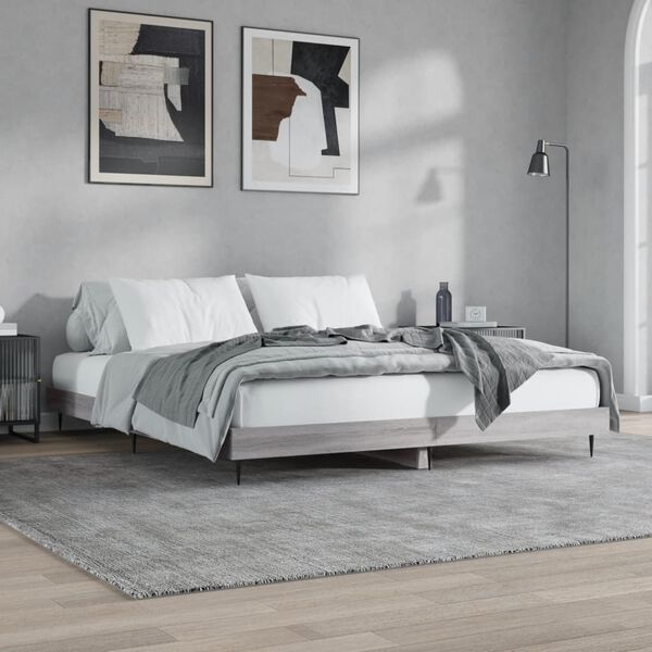 vidaXL Cadre de lit sans matelas sonoma gris 160x200cm bois ing&eacute;nierie