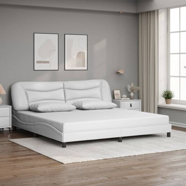 vidaXL Cadre de lit avec LED sans matelas Hvar blanc 200x200 cm