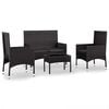 vidaXL Salon de jardin 4 pcs avec coussins Noir R&eacute;sine tress&eacute;e