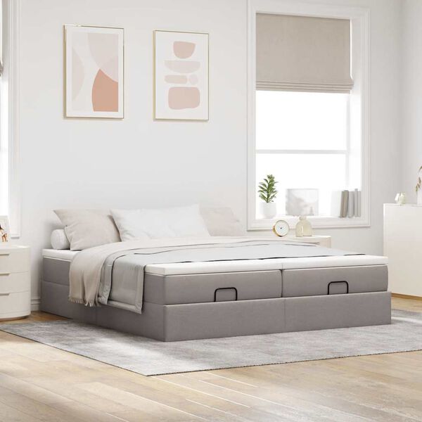 VidaXL Cadre de lit ottoman avec matelas taupe 200x200cm tissu