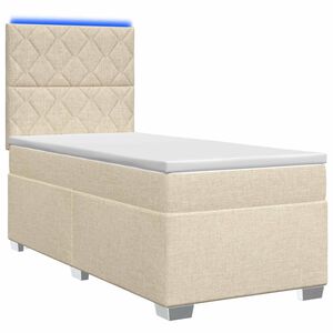 vidaXL Lit boxspring avec matelas Cr&egrave;me 90 x 190 cm Tissu