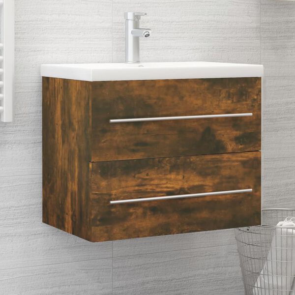 vidaXL Armoire de lavabo Ch&ecirc;ne fum&eacute; 60x38,5x48 cm Bois d'ing&eacute;nierie