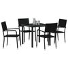 vidaXL Ensemble de salle &agrave; manger pour jardin 5 pcs Noir polyrotin