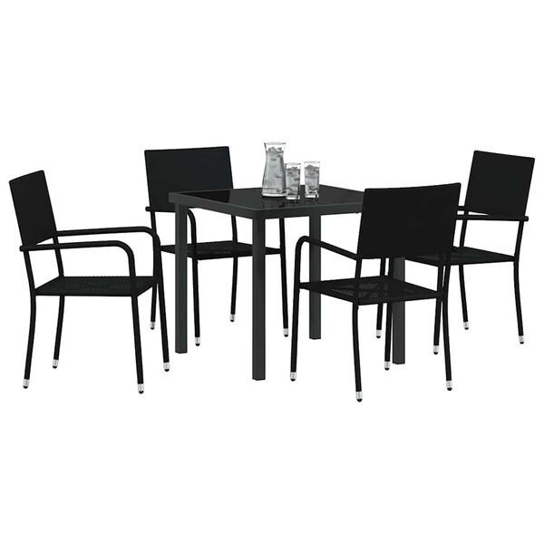 vidaXL Ensemble de salle &agrave; manger pour jardin 5 pcs Noir polyrotin