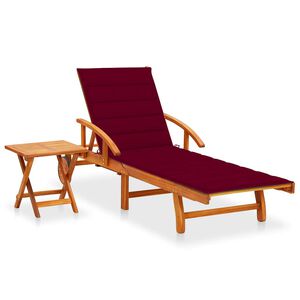 vidaXL Chaise longue de jardin avec table et coussin Bois d'acacia