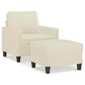 vidaXL Fauteuil avec repose-pied Cr&egrave;me 60 cm Similicuir