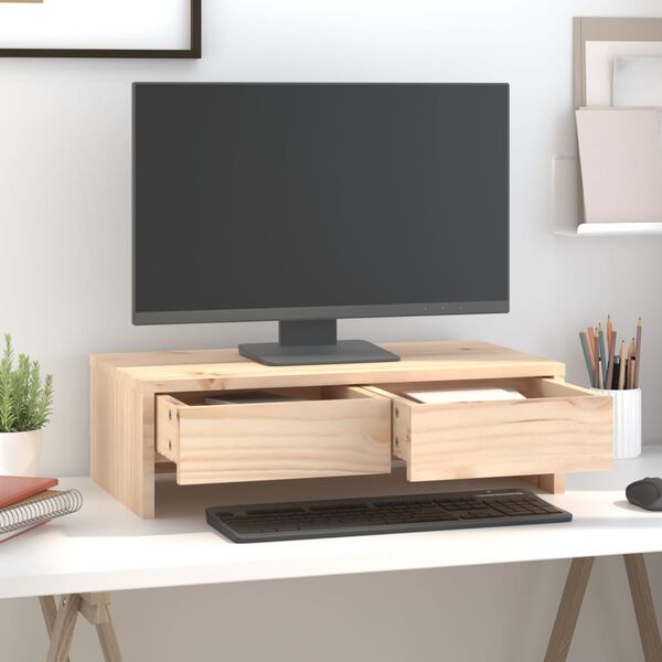 vidaXL Support pour moniteur 50x27x15 cm Bois de pin solide