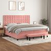vidaXL Sommier &agrave; lattes de lit avec matelas Rose 200x200 cm Velours