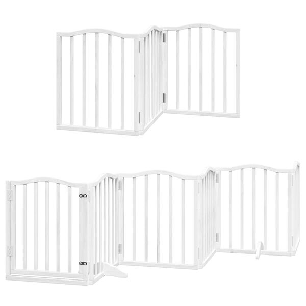 vidaXL Barrière pour chien porte pliable 9panneaux blanc bois peuplier