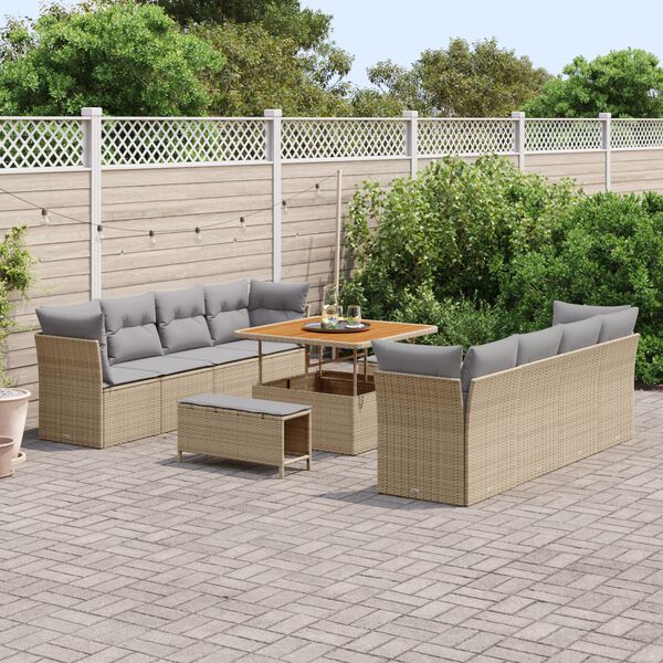 vidaXL Ensemble de canap&eacute; de jardin 11 pcs beige et gris clair