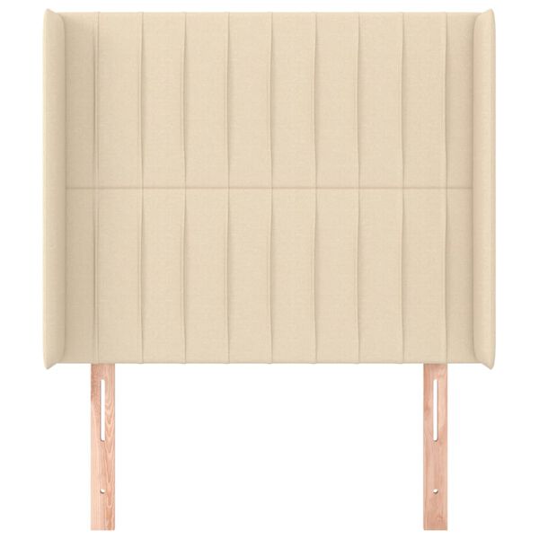 vidaXL Tête de lit avec oreilles Crème 103x16x118/128 cm Tissu