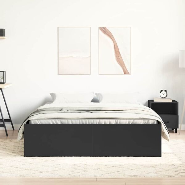vidaXL Cadre de lit sans matelas noir 140x200 cm