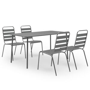 vidaXL Ensemble &agrave; manger de jardin 5 pcs Acier Gris fonc&eacute;