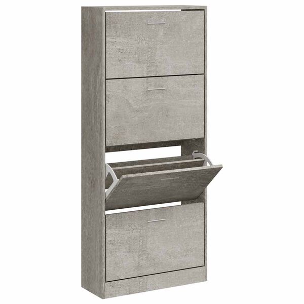 vidaXL Armoire &agrave; chaussures Gris b&eacute;ton 63x24x147 cm Bois d'ing&eacute;nierie