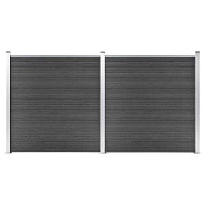 vidaXL Ensemble de panneau de cl&ocirc;ture WPC 353x186 cm Noir