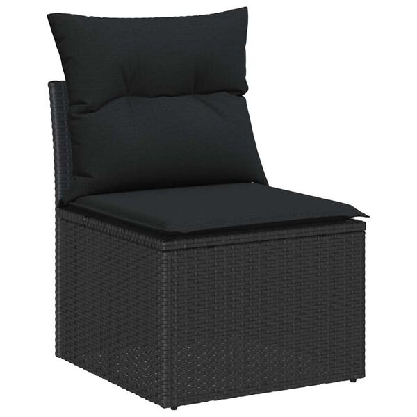 vidaXL Ensemble de canapé de jardin avec coussin 5 pcs Noir polyrotin