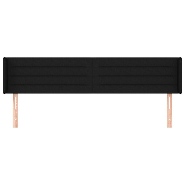 vidaXL T&ecirc;te de lit avec oreilles Noir 183x16x78/88 cm Tissu