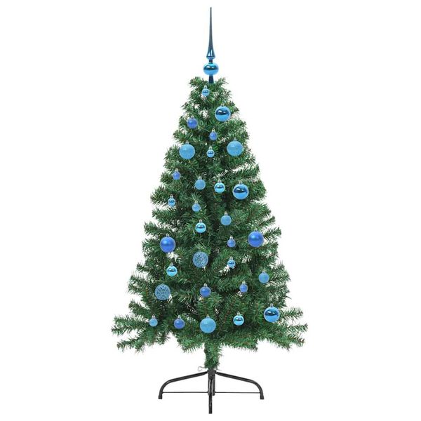 vidaXL Sapin de No&euml;l artificiel pr&eacute;-&eacute;clair&eacute; Vert 150 cm PVC