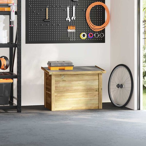 vidaXL Bo&icirc;te de rangement Naturel 80 x 44,5 x 57,5 cm Pin&egrave;de impr&eacute;gn&eacute;e