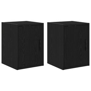 vidaXL Armoires murales de garage 2 pcs noir bois d'ing&eacute;nierie