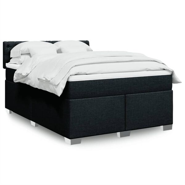 vidaXL Sommier à lattes de lit avec matelas Noir 140x190 cm Tissu