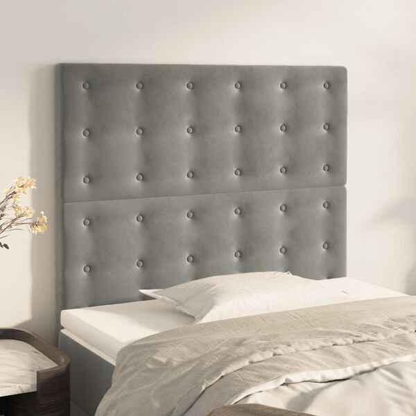 vidaXL T&ecirc;te de lit Gris clair 90x5x118/128 cm Velours