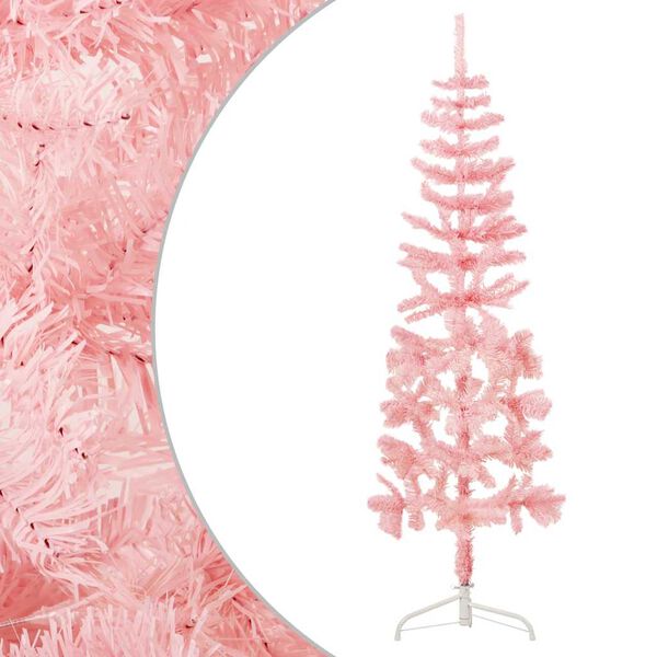 vidaXL Demi sapin de Noël artificiel mince avec support Rose 180 cm