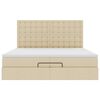 VidaXL Cadre de lit ottoman avec matelas cr&egrave;me 200x200cm tissu