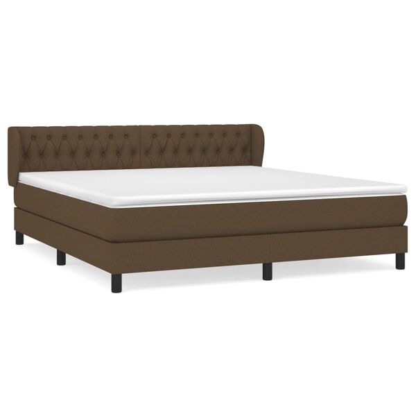 vidaXL Sommier &agrave; lattes de lit avec matelas Marron fonc&eacute; 180x200 cm