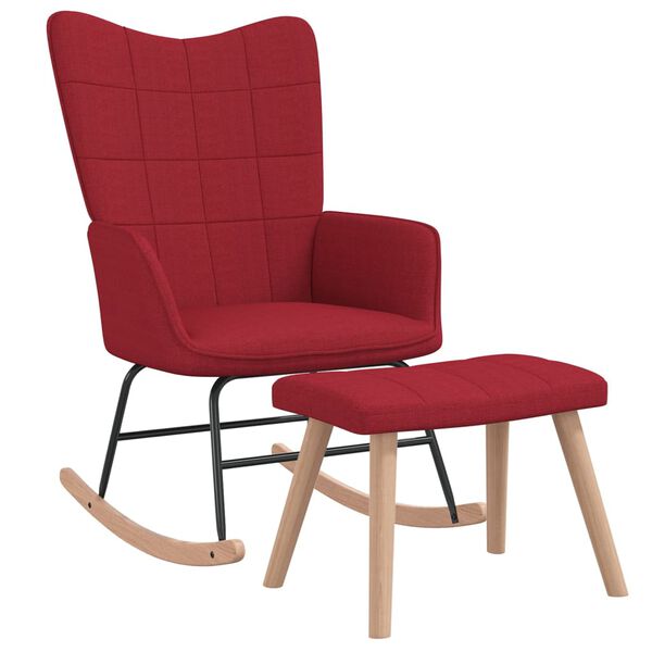 vidaXL Chaise à bascule avec tabouret Rouge bordeaux Tissu