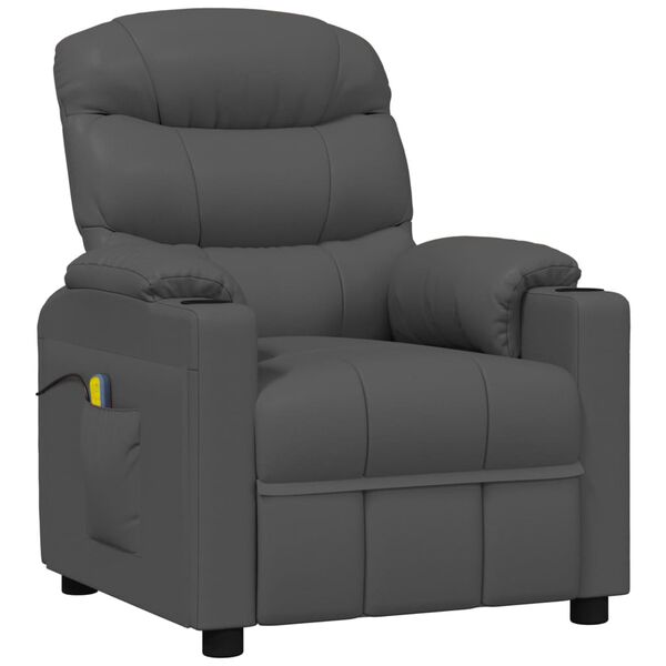vidaXL Fauteuil de massage Gris Similicuir