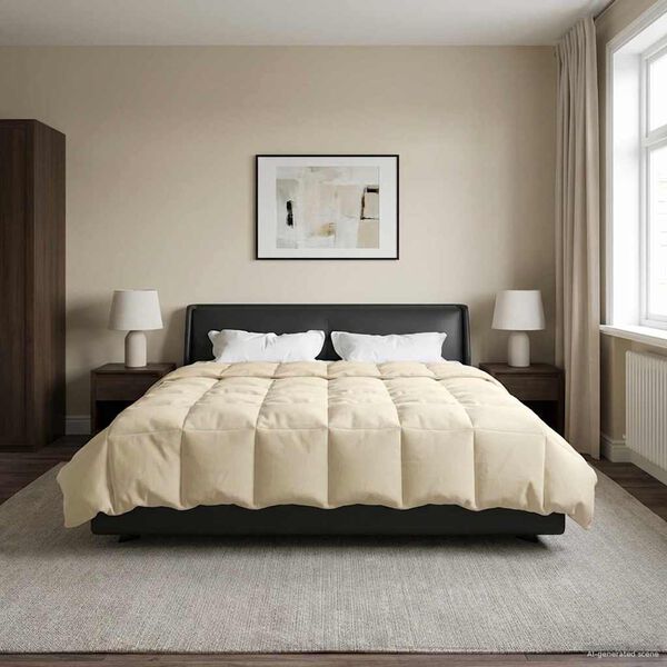 vidaXL Duvet d'hiver Matelass&eacute; Cr&egrave;me 220 x 240 cm Microfibre