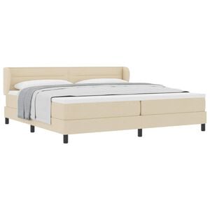 vidaXL Lit &agrave; ressorts avec matelas Cr&egrave;me 200 x 200 cm tissu
