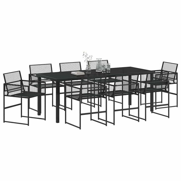 vidaXL Ensemble de salle &agrave; manger pour jardin 9 pcs Noir