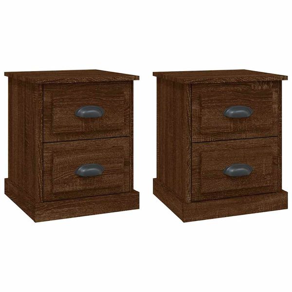 vidaXL Tables de chevet 2pcs ch&ecirc;ne marron 39x39x47,5cm bois ing&eacute;nierie