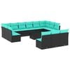vidaXL Salon de jardin avec coussins 14 pcs noir r&eacute;sine tress&eacute;e
