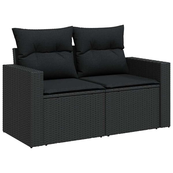 vidaXL Salon de jardin 10 pcs avec coussins noir r&eacute;sine tress&eacute;e