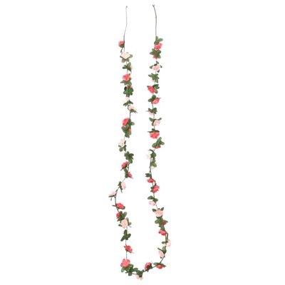 vidaXL Guirlandes de fleurs artificielles 6 pcs rose 250 cm