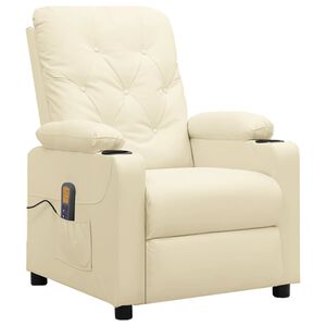 vidaXL Fauteuil de massage Cr&egrave;me Similicuir