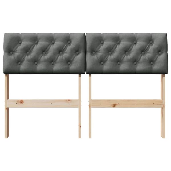vidaXL T&ecirc;te de lit capitonn&eacute;e Gris fonc&eacute; 120 cm Pin massif