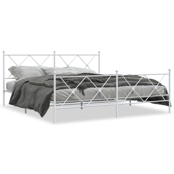 vidaXL Cadre de lit métal sans matelas et pied de lit blanc 180x200 cm