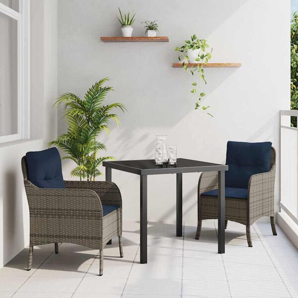 vidaXL Ensemble de salle &agrave; manger pour jardin 3 pcs Gris polyrotin