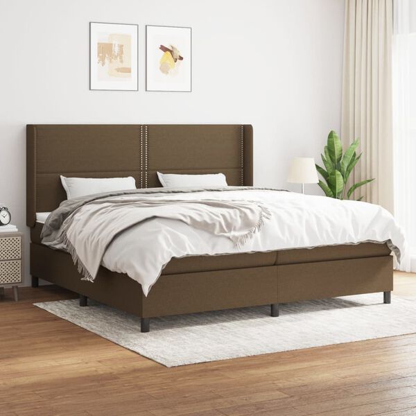 vidaXL Sommier &agrave; lattes de lit avec matelas Marron fonc&eacute; 200x200 cm