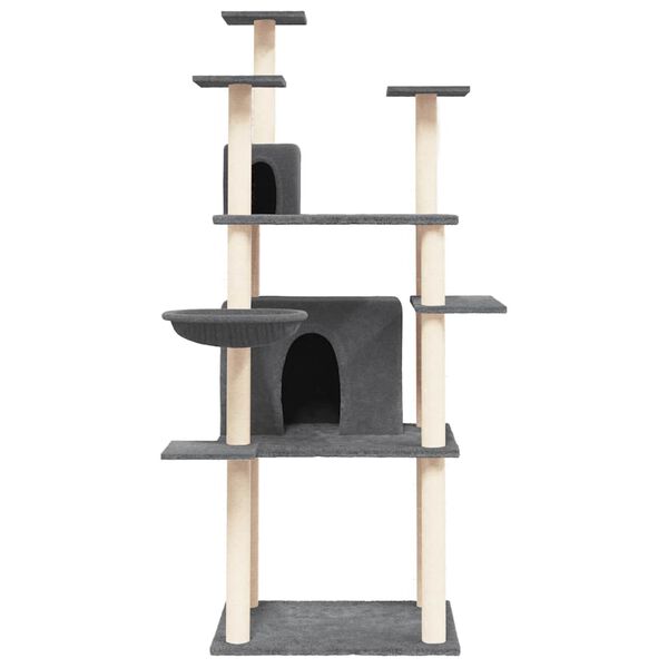 vidaXL Arbre &agrave; chat avec griffoirs en sisal Gris fonc&eacute; 166 cm