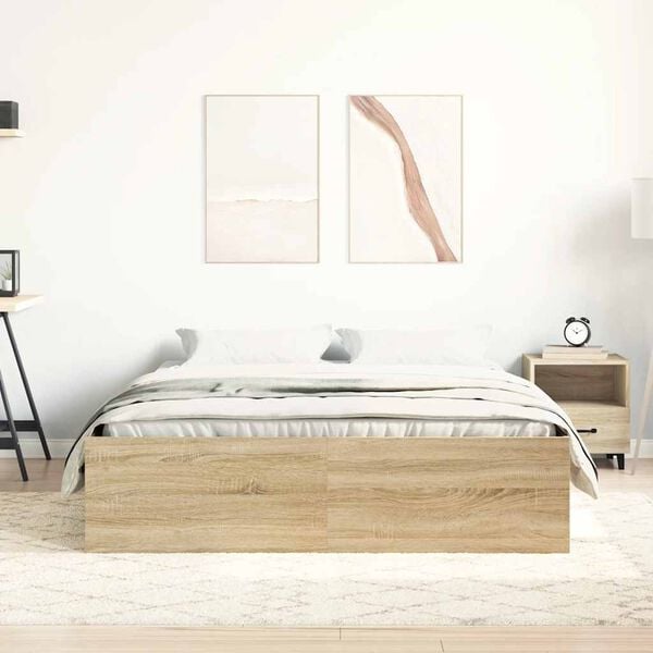 vidaXL Cadre de lit sans matelas ch&ecirc;ne sonoma 150x200 cm