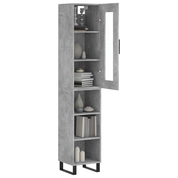vidaXL Buffet haut Gris b&eacute;ton 34,5x34x180 cm Bois d'ing&eacute;nierie