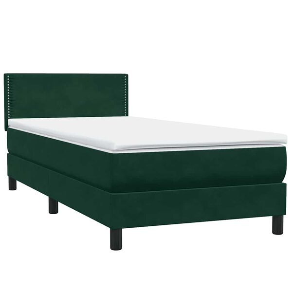 vidaXL Sommier &agrave; lattes de lit et matelas vert fonc&eacute; 100x220cm velours