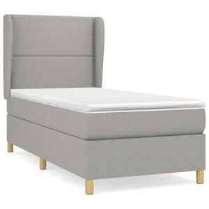 vidaXL Sommier &agrave; lattes de lit et matelas Gris clair 90x190 cm Tissu