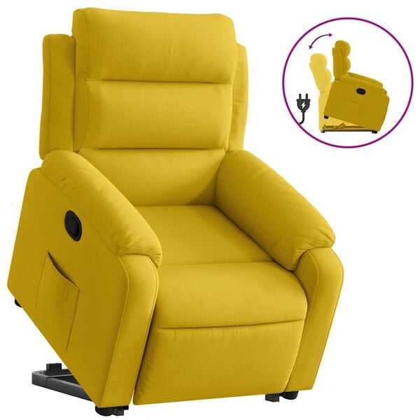 vidaXL Fauteuil inclinable Jaune Velours